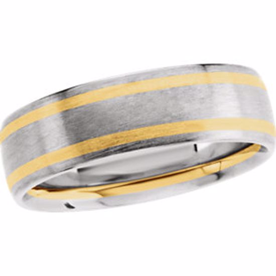 50073:178994:P 14kt White & Yellow 7mm Comfort-Fit Band Size 11.5