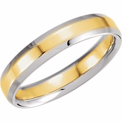 50137:221673:P 14kt White & Yellow 4mm Comfort-Fit Beveled Edge Band Size 10.5