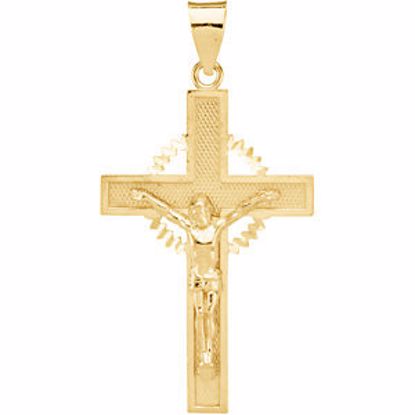 R41100:214065:P 14kt Yellow 39x25mm Crucifix Pendant 