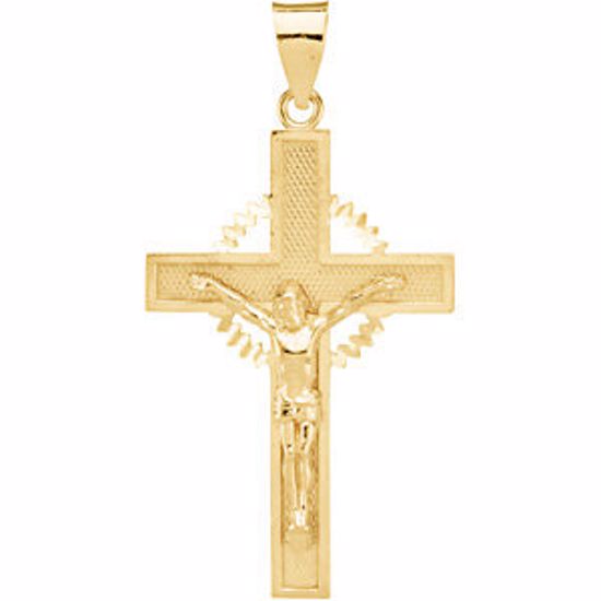 R41100:214065:P 14kt Yellow 39x25mm Crucifix Pendant 