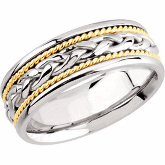 50047:216999:P Platinum & 18kt Yellow 8mm Comfort-Fit Hand-Woven Band Size 6.5