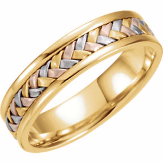 50133:216866:P 14kt Tri-Color 14kt 5mm Hand-Woven Band Size 11
