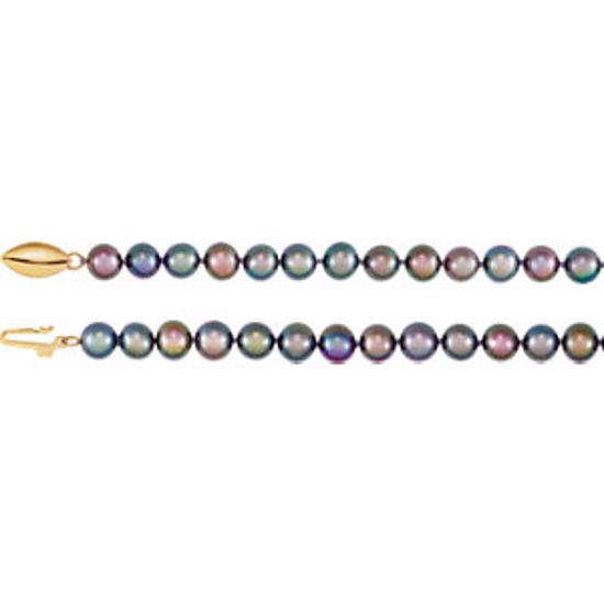 61654:253325:P 14kt Yellow Freshwater Cultured Black Pearl 18" Necklace