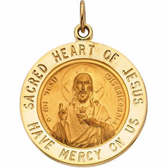 R5039:254264:P 14kt Yellow 22mm Sacred Heart of Jesus Medal