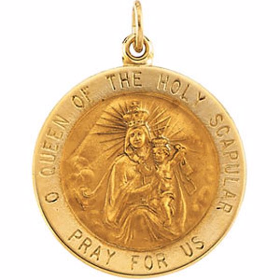 R5075:254395:P 14kt Yellow 22mm Round Scapular Medal
