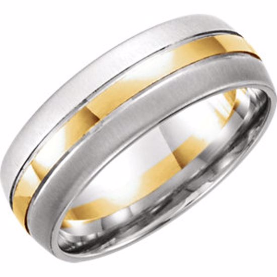 50250:254812:P 14kt White & Yellow 8mm Band Size 9