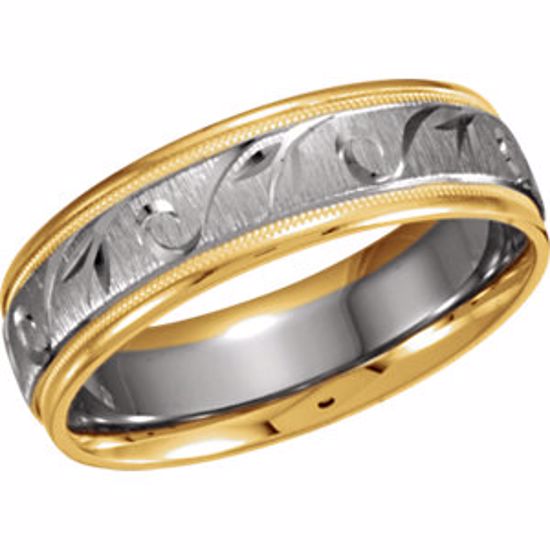 50315:266775:P 14kt White & Yellow  6.75mm Design Band Size 8