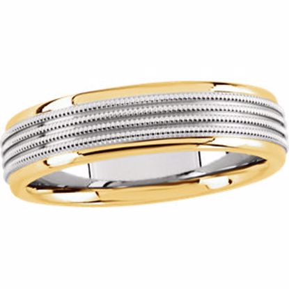 50473:288514:P 14kt Yellow & White 6mm Milgrain Band Size 11.5