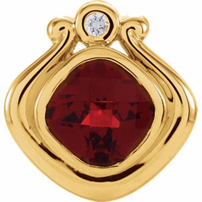 63717:296983:P 14kt Yellow Mozambique Garnet & .03 CTW Diamond Pendant