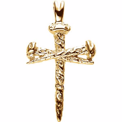 R8293:304082:P 14kt Yellow 26x18.25mm Nail Design Cross Pendant