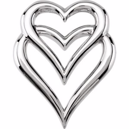 82989:304122:P 14kt White Double Heart Pendant Slide