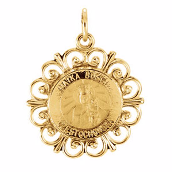 R41473:304535:P 14kt Yellow 18.5mm Round Matka Boska Medal