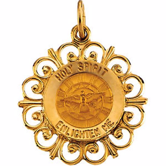 R41492:304597:P 14kt Yellow 18.5mm Holy Spirit Medal