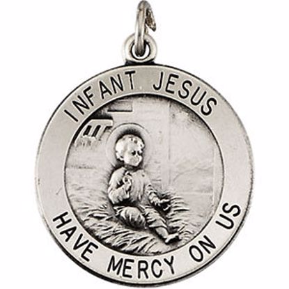 R16366:304647:P Sterling Silver 18.25mm Infant Jesus Medal with 18" Chain