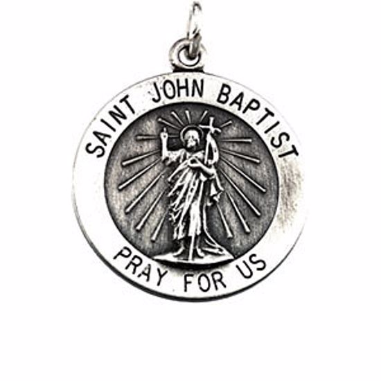 R16310:304371:P Sterling Silver 18.5mm Round St. John the Baptist Medal