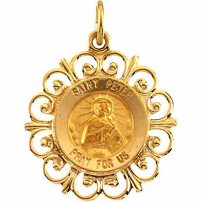 R41465:304377:P 14kt Yellow 18.5mm St. Peter Medal