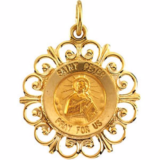 R41465:304377:P 14kt Yellow 18.5mm St. Peter Medal