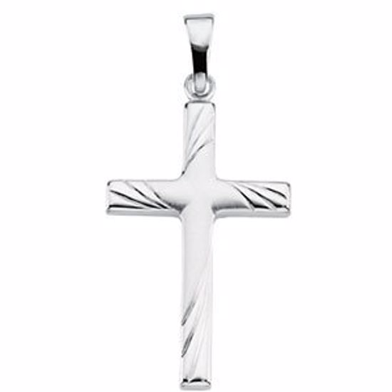 R41283:305411:P 14kt White 24x16mm Cross Pendant