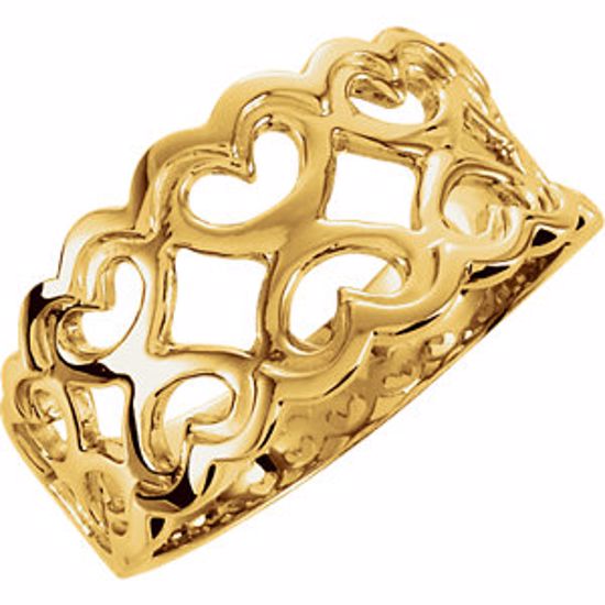 5180:6339:P 14kt Yellow Heart Motif Band