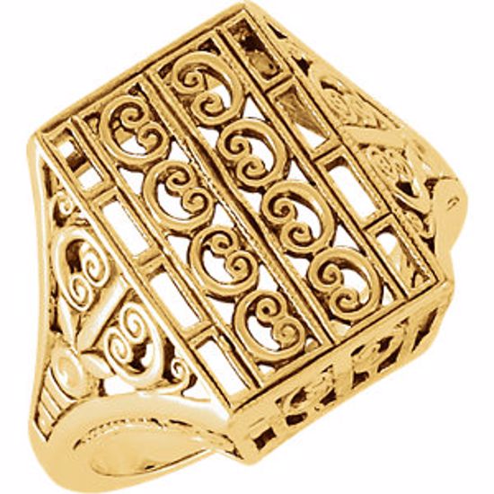 4838:22067:P 14kt Yellow Vintage-Style & Filigree Ring