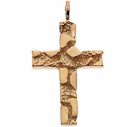 R8198:62229:P 14kt Yellow Nugget Cross Pendant