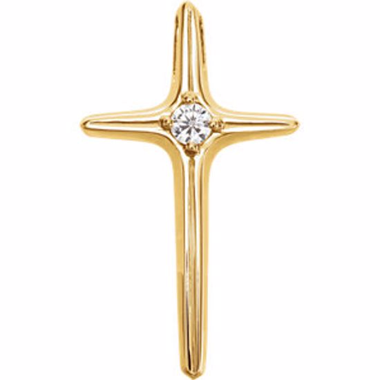 R80067D:61705:P 14kt Yellow .07 CTW Diamond Cross Pendant