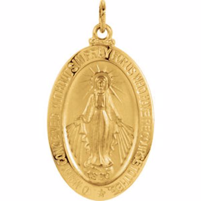 R5020:63190:P 14kt Yellow 23x16mm Oval Miraculous Medal