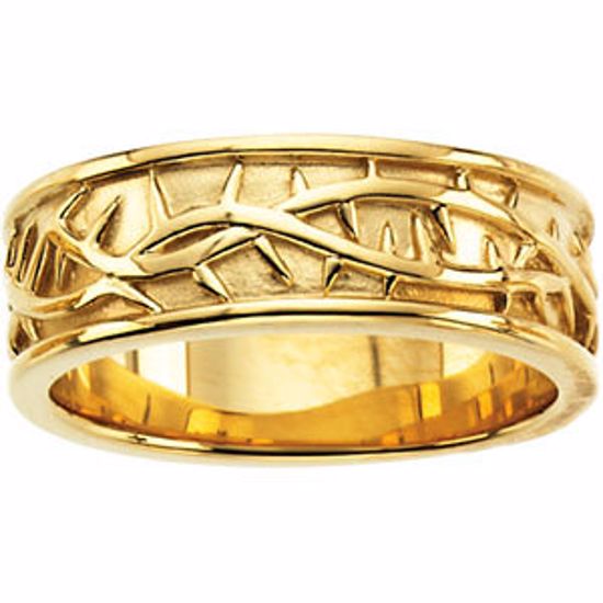 R7032:63344:P 10kt Yellow Thorn Design Band