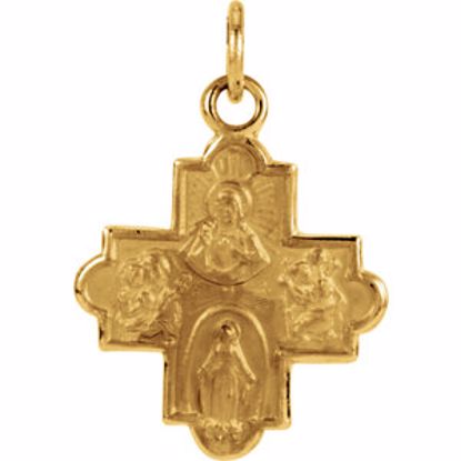 R5036:63232:P 14kt Yellow 12x12mm Four-Way Cross Medal 