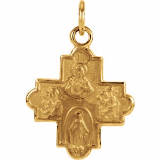 R5036:63232:P 14kt Yellow 12x12mm Four-Way Cross Medal 