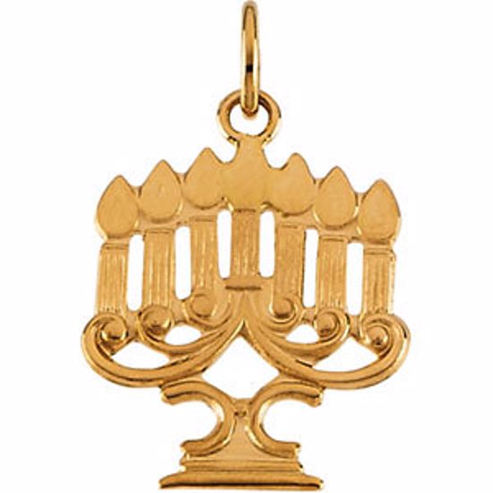R5051:63260:P 14kt Yellow 18x14mm Menorah Pendant