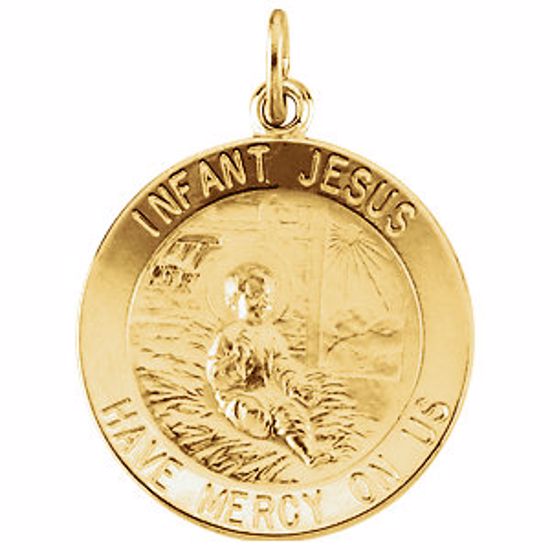 R16366:66830:P 14kt Yellow 18.25mm Infant Jesus Medal