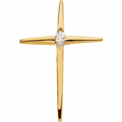 R80083D:76100:P 14kt Yellow 4.5x2.5mm Marquise Cross Pendant 