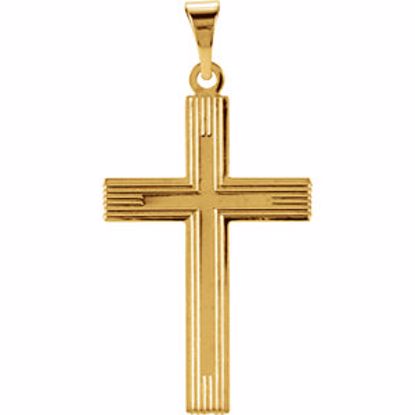 R16162:67671:P 14kt Yellow 22x14mm Cross Pendant with Design