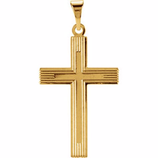 R16162:67671:P 14kt Yellow 22x14mm Cross Pendant with Design