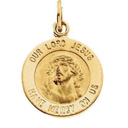 R5041:103787:P 14kt Yellow 12mm Round Our Lord Jesus Medal