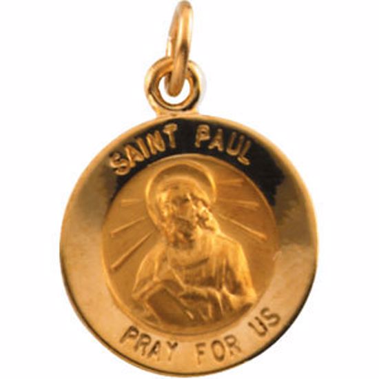 R16370:103927:P 14kt Yellow 12mm Round St.Paul the Apostle Medal