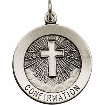 R5045:104216:P Sterling Silver 18mm Confirmation Medal with Cross