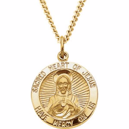 R16441:105006:P Yellow Gold Filled 19mm Sacred Heart of Jesus 24" Necklace