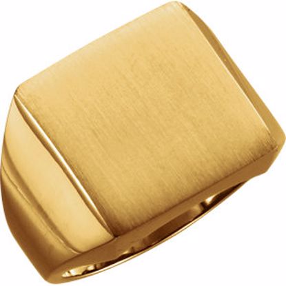 9591:112674:P 14kt Yellow 16mm Men's Solid Signet Ring with Brush Finish