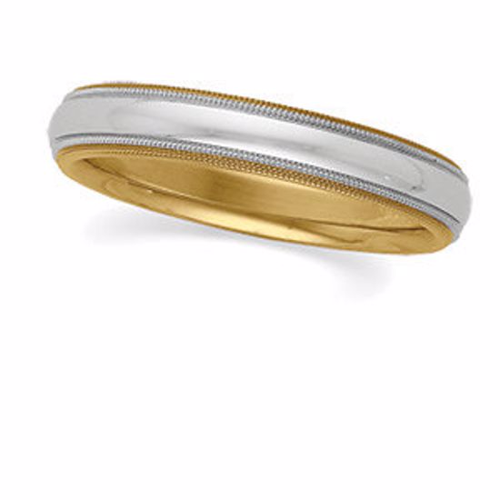 5792:115429:P 18kt Yellow & Platinum 4mm Comfort-Fit Milgrain Band Size 11