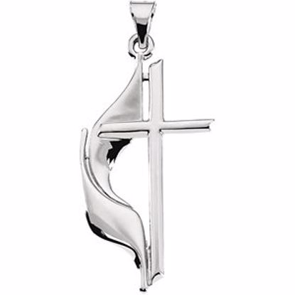 R16295:137428:P Sterling Silver 30x17.5mm Methodist Cross Pendant 