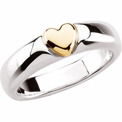 5859:137004:P Sterling Silver & 14kt Yellow Heart Ring