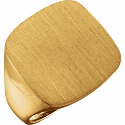 9601:123808:P 14kt Yellow 20mm Men's Signet Ring with Brush Top Finish