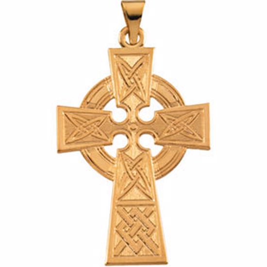 R16012:128882:P 14kt Yellow Celtic Cross with Packaging