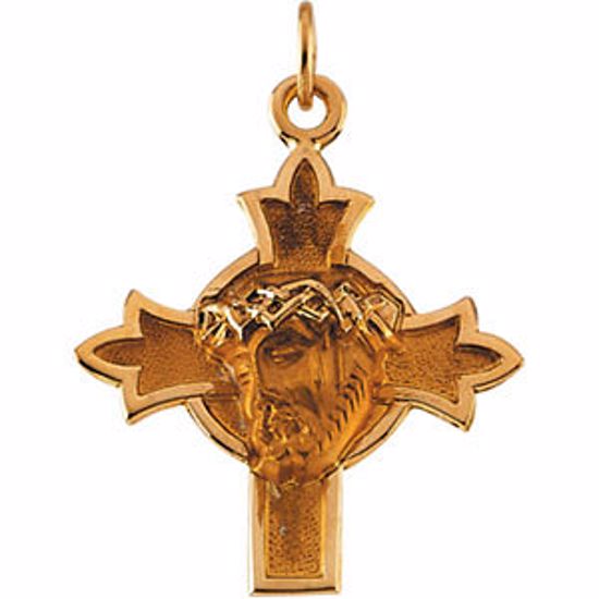 R16926:129545:P 14kt Yellow 22.5x21.5mm Face of Jesus Pendant