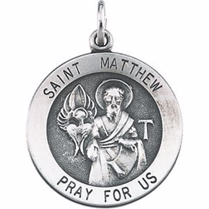 R16333:129633:P Sterling Silver 22mm Round St. Matthew Medal