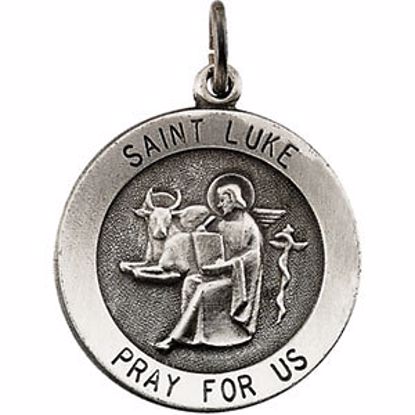 R16318:129622:P Sterling Silver 18mm Round St. Luke Medal