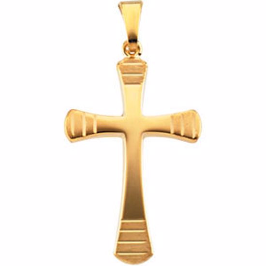 R16020:130013:P 14kt Yellow 24x16mm Hollow Cross Pendant