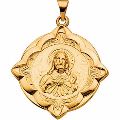R16965:130594:P 14kt Yellow 31x31mm Sacred Heart Medal